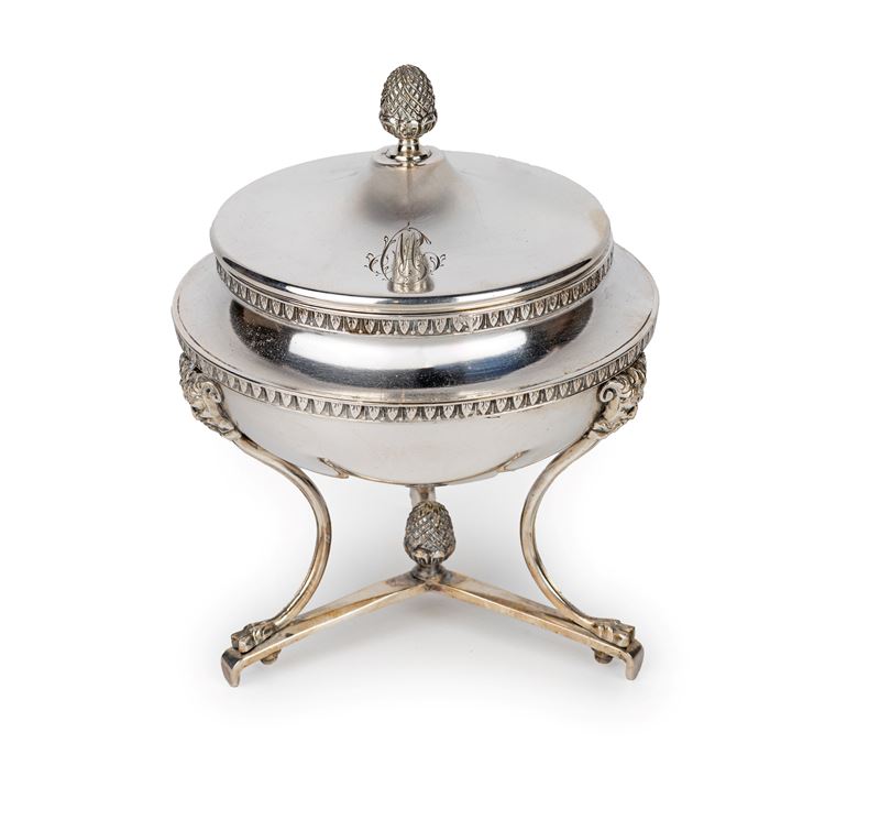 Zuccheriera in Argento con Coperchio, Austro-ungarica, 1830/40, Argentiere F.p.