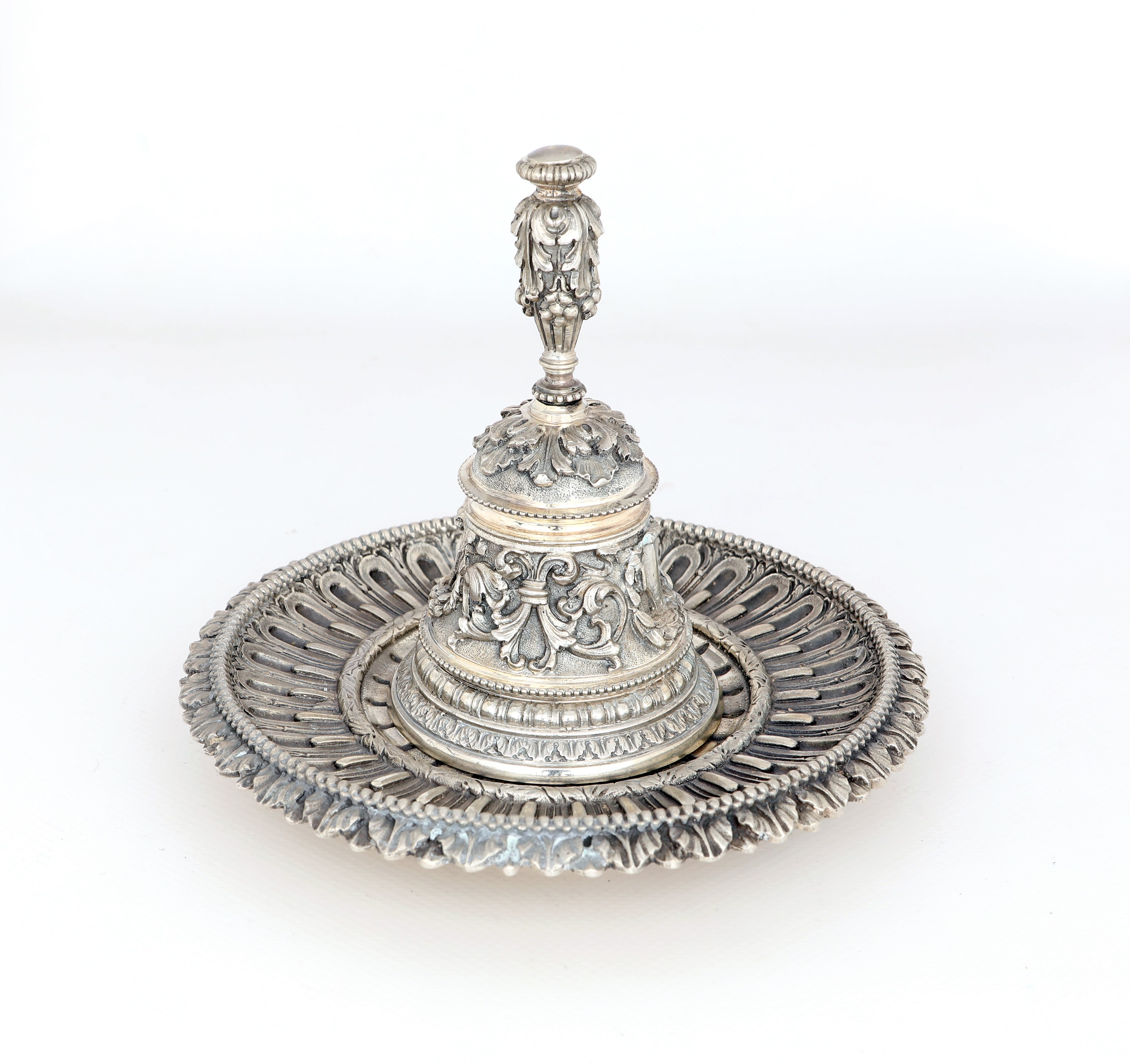 Campanella con Piattino in Argento 800/000, Argentiere Luigi Genazzi, Milano 1950 Ca.