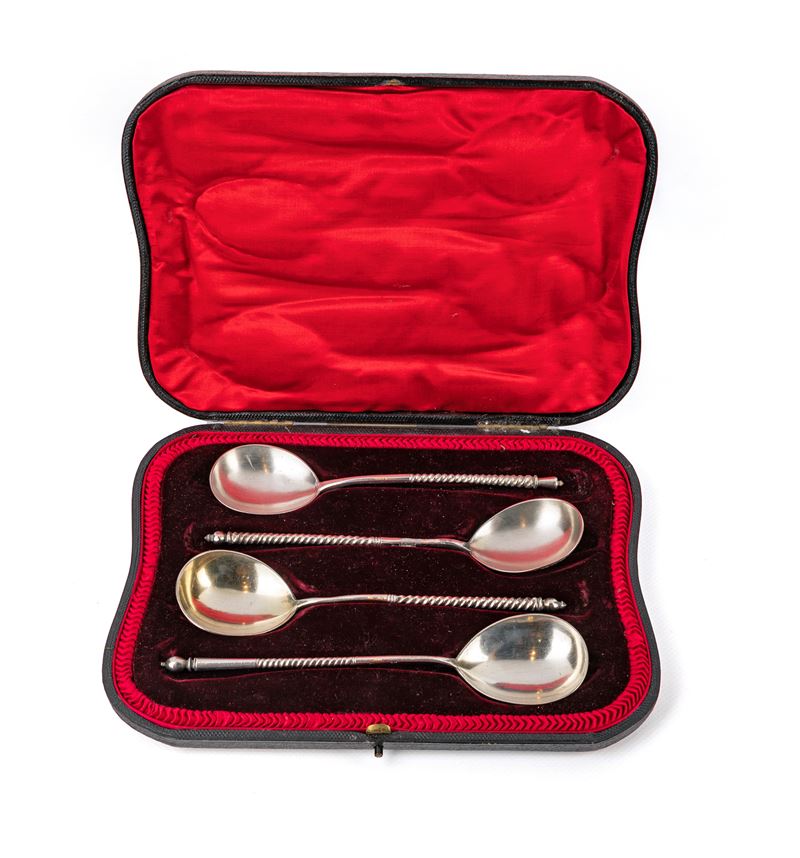 Quattro Cucchiai da Cerimonia in Argento 875/000, Mosca, 1888