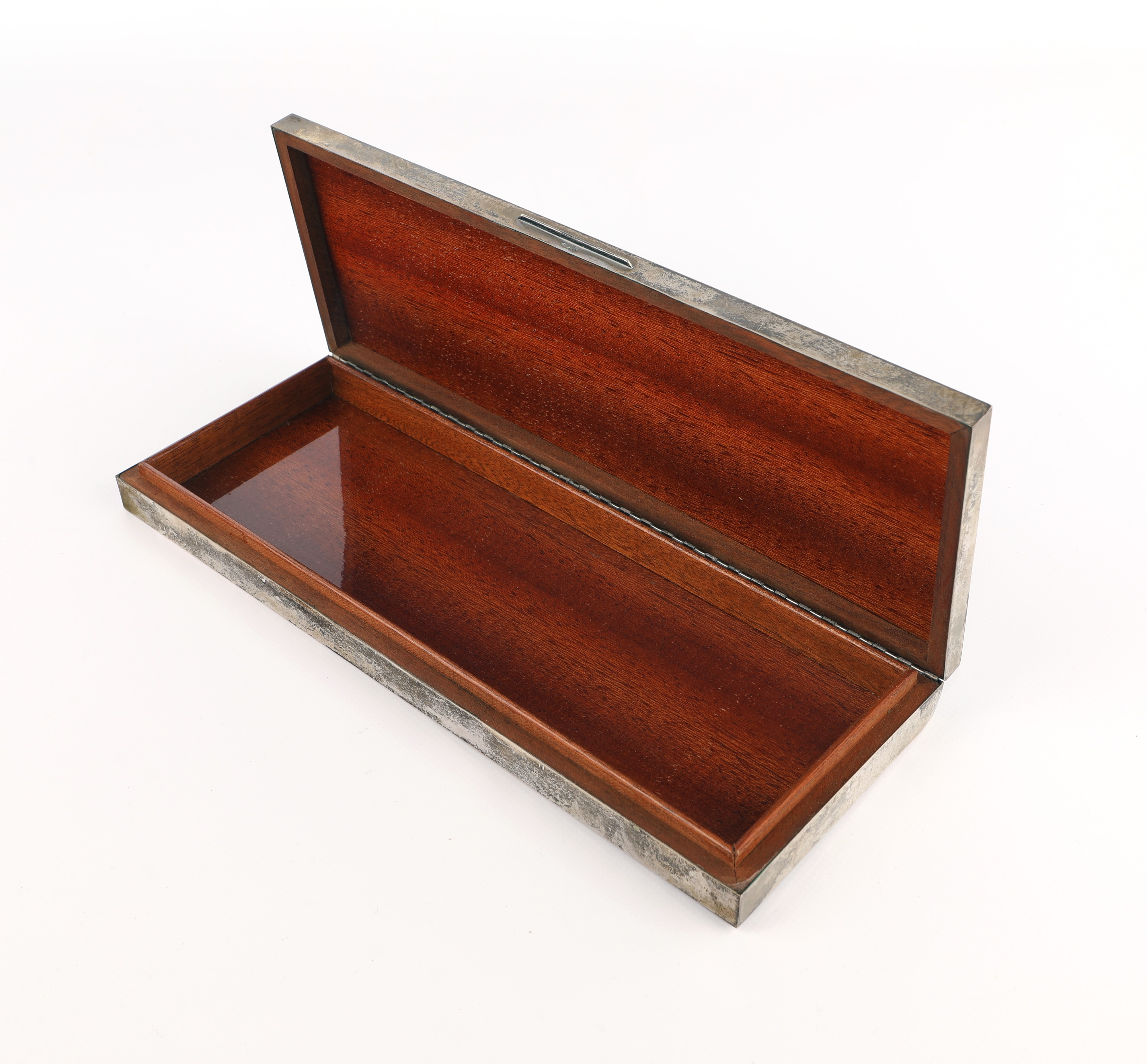 Scatola Porta Sigari in Legno Rivestito D'argento 800/000