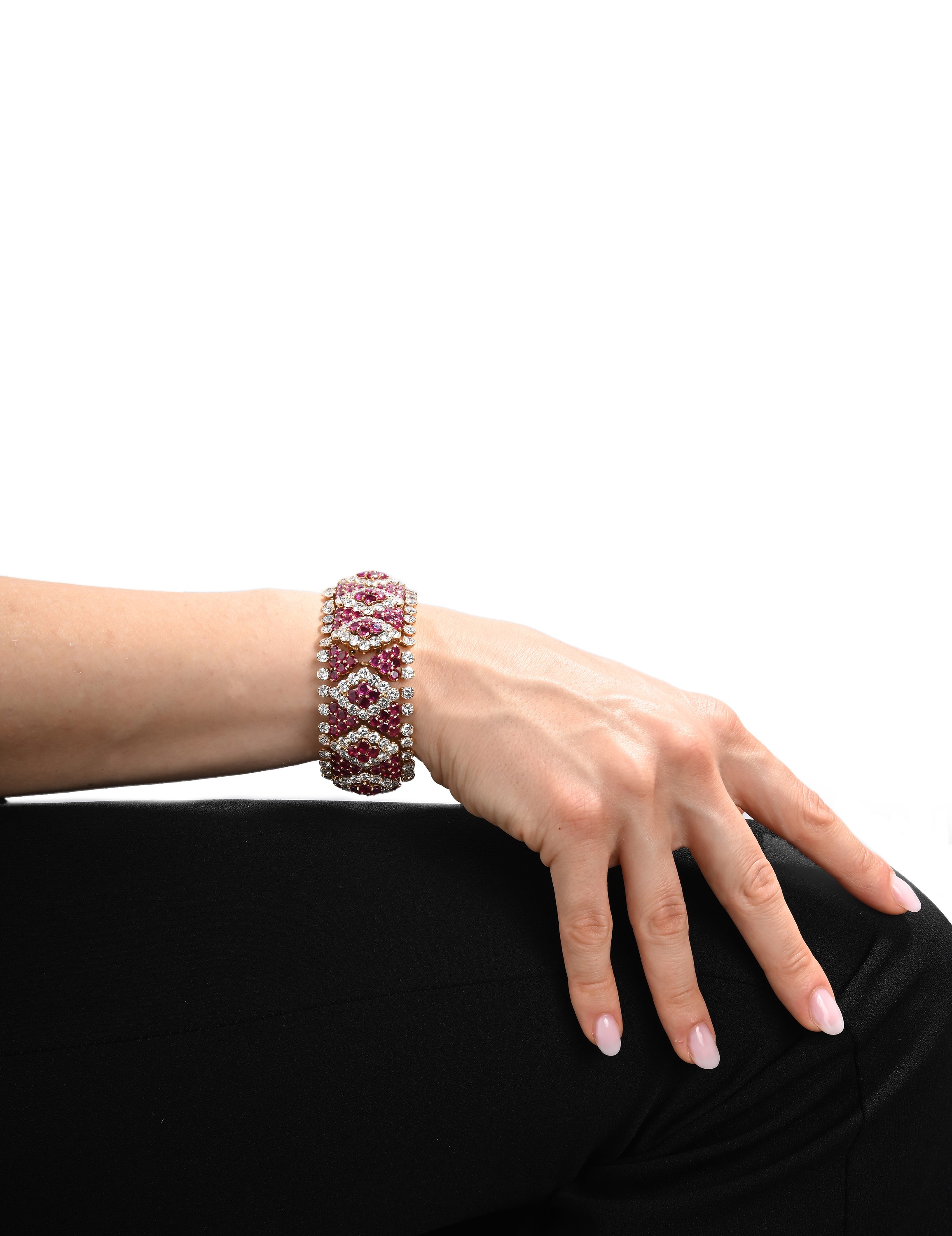 Importante Bracciale in Oro, Rubini e Brillanti