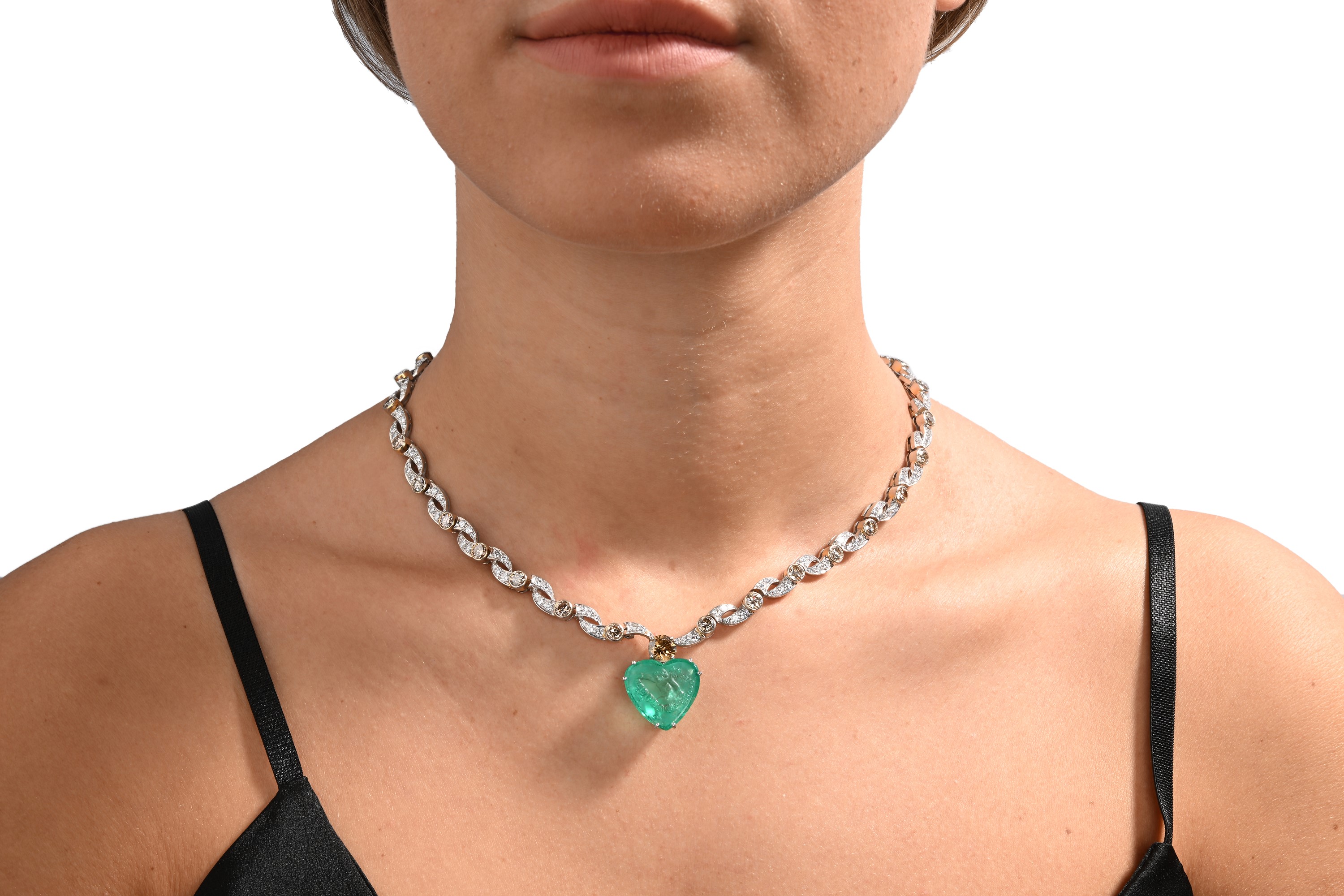 Girocollo in Oro, Brillanti, Brillanti Fancy e Smeraldo.