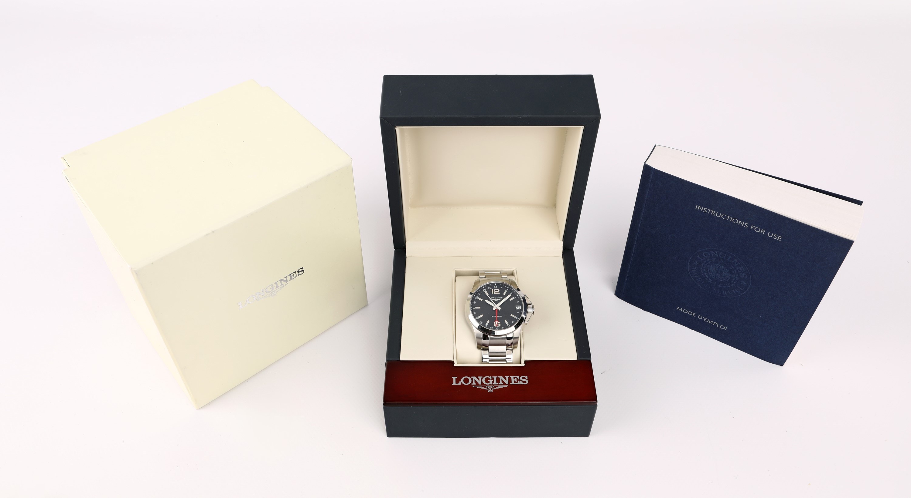 Longines Conquest Gmt, Orologio da Polso Automatico in Acciaio.