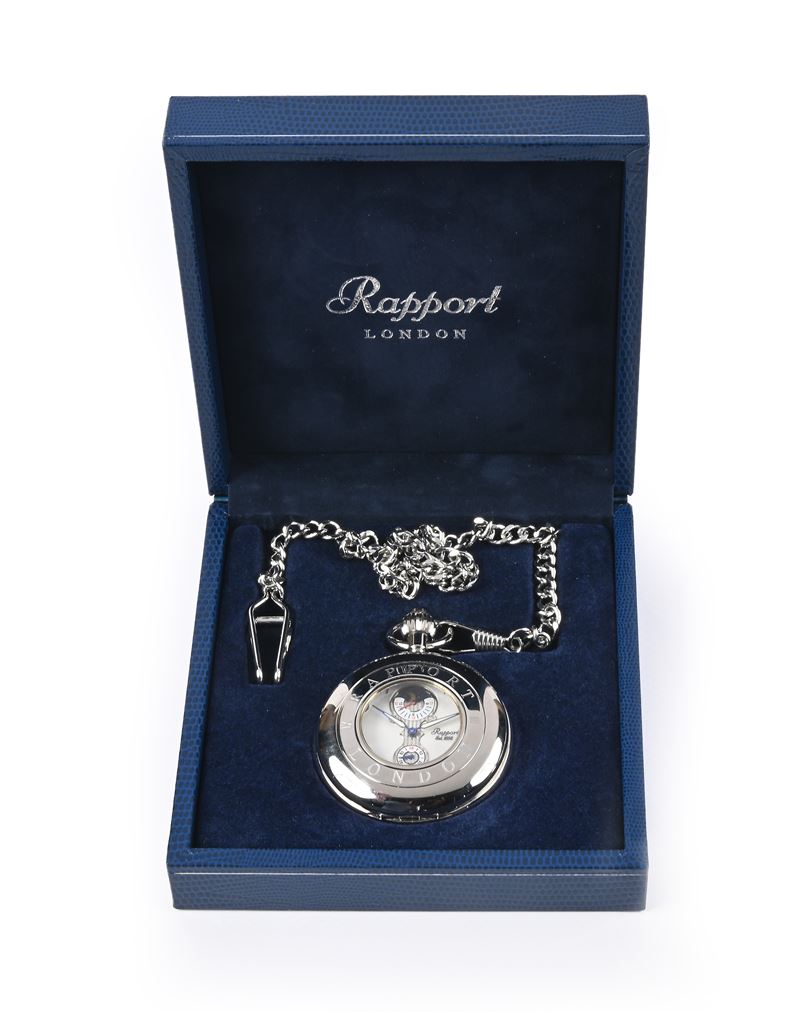 Rapport London - Orologio da tasca ad occhio di bue remontoir da uomo in acciaio con contasecondi...