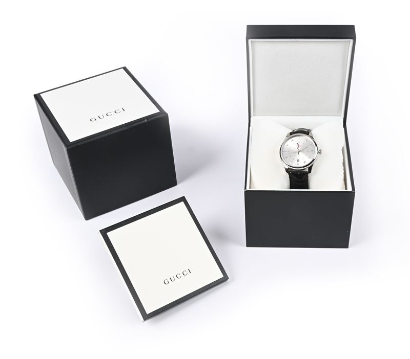 Gucci Timeless Gmt Automatic 126.3 - Orologio da Polso Automatico Gmt da Uomo con Datario in Acci...