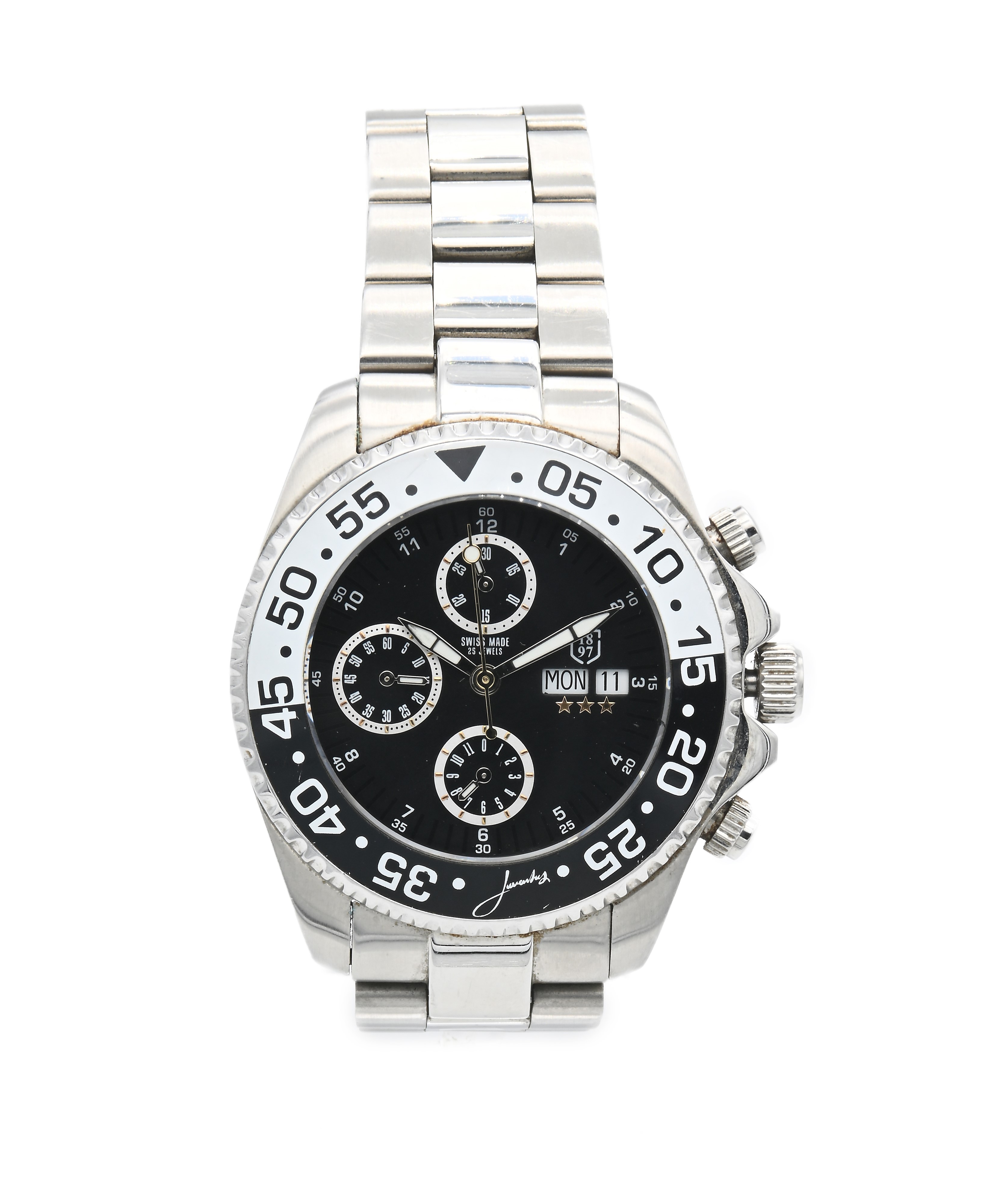 Juventus Chrono Master - Orologio da Polso Cronografo Automatico Day-date da Uomo in Acciaio con ...