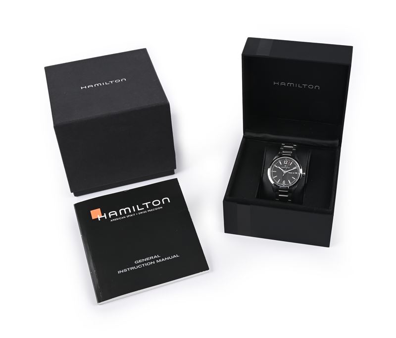Hamilton Broadway Day Date H433110 - Orologio da Polso al Quarzo da Uomo in Acciaio con Datario. ...