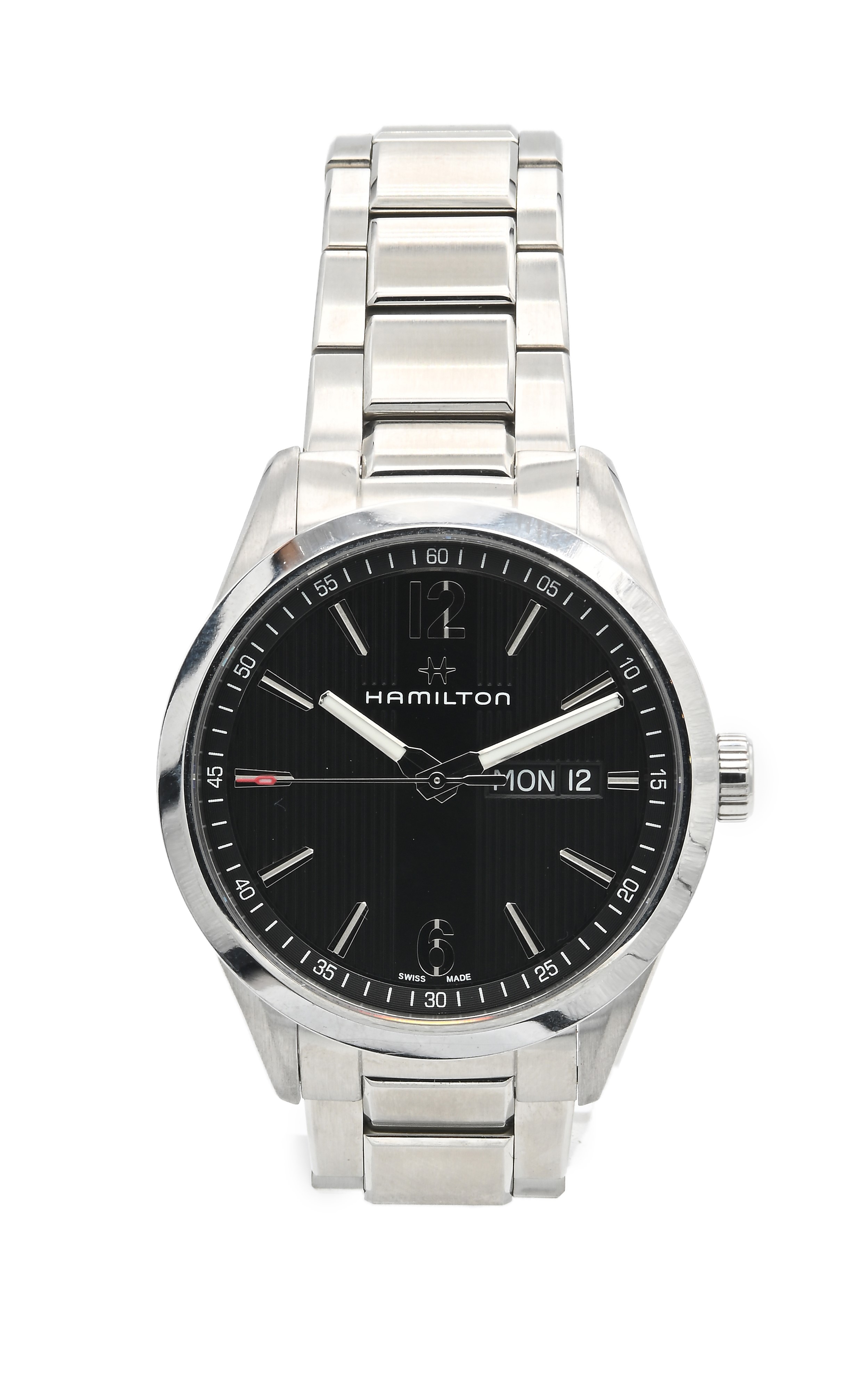 Hamilton Broadway Day Date H433110 - Orologio da Polso al Quarzo da Uomo in Acciaio con Datario. ...