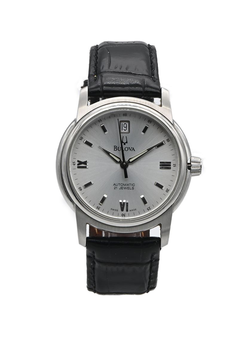 Bulova Automatic - Orologio da Polso Automatico da Uomo in Acciaio con Datario. Fondo Scheletrato