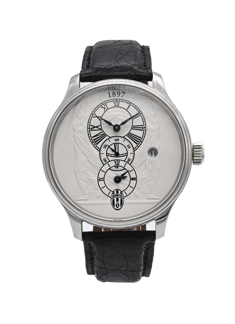 Juventus 1897 - Orologio da Polso Automatico da Uomo in Acciaio con Datario e Fondello Scheletrat...