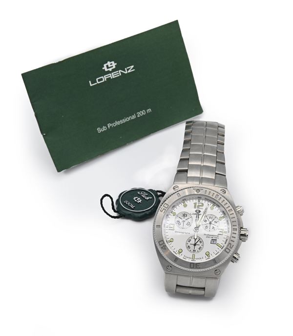 Lorenz Aquitania Diver 24871 - Orologio cronografo Sub Professional da polso al quarzo da uomo in acciaio con datario, con bracciale originale in acciaio. Calibro ETA 251.272