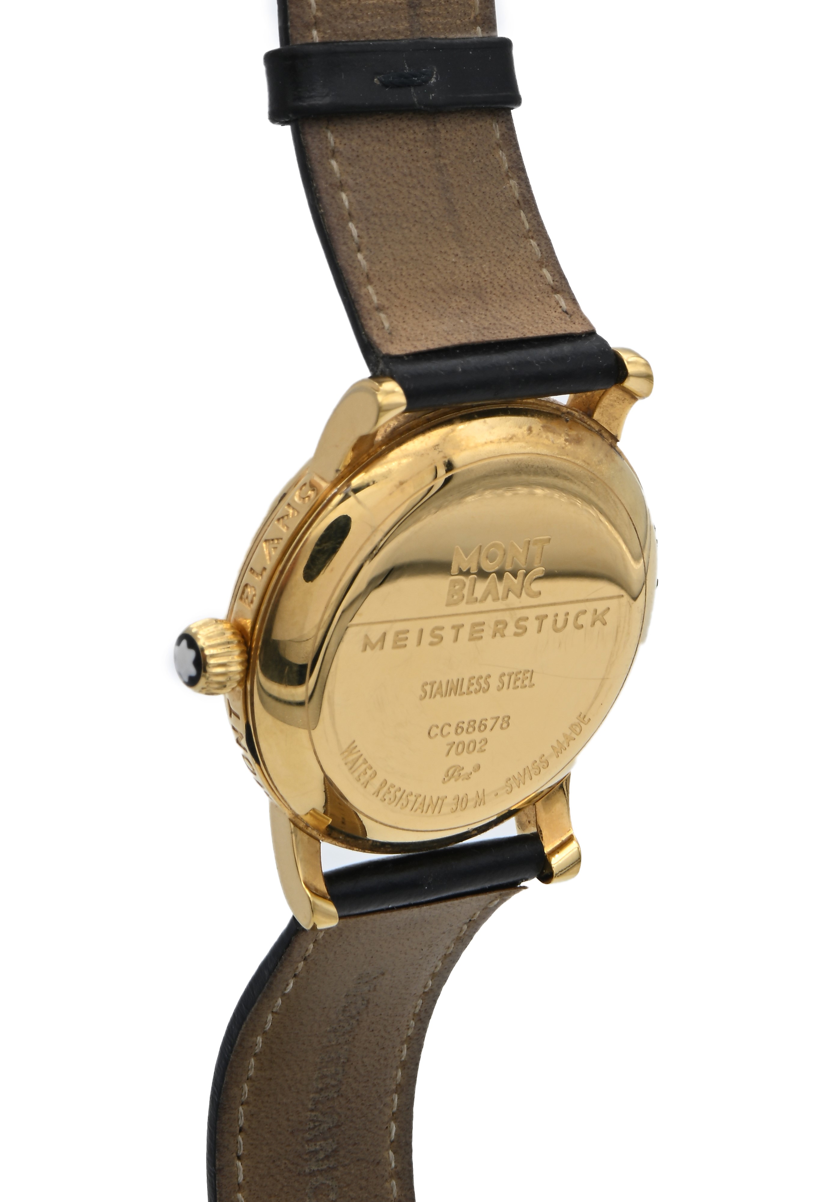 Montblanc Meisterstuck 7002 - Orologio da polso al quarzo da uomo in acciaio dorato con datario