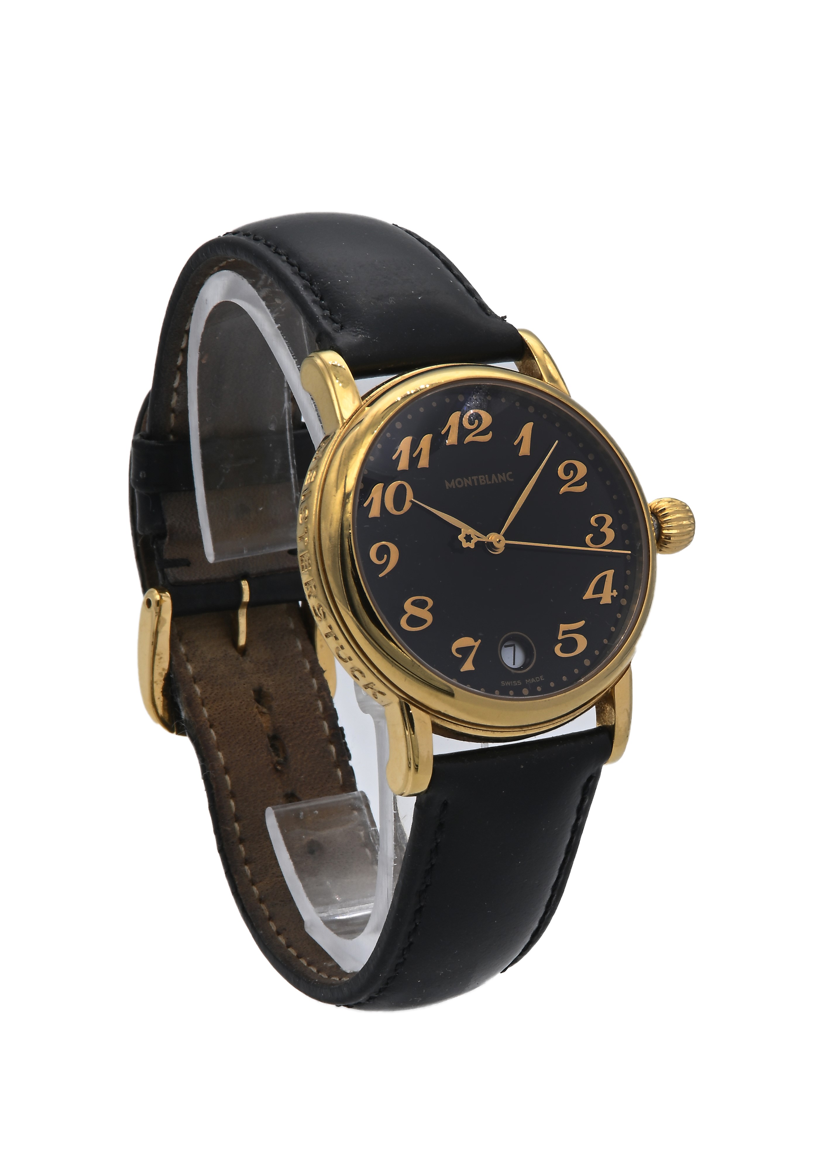 Montblanc Meisterstuck 7002 - Orologio da polso al quarzo da uomo in acciaio dorato con datario