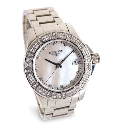 Longines Conquest, Orologio da Polso in Acciaio e Diamanti