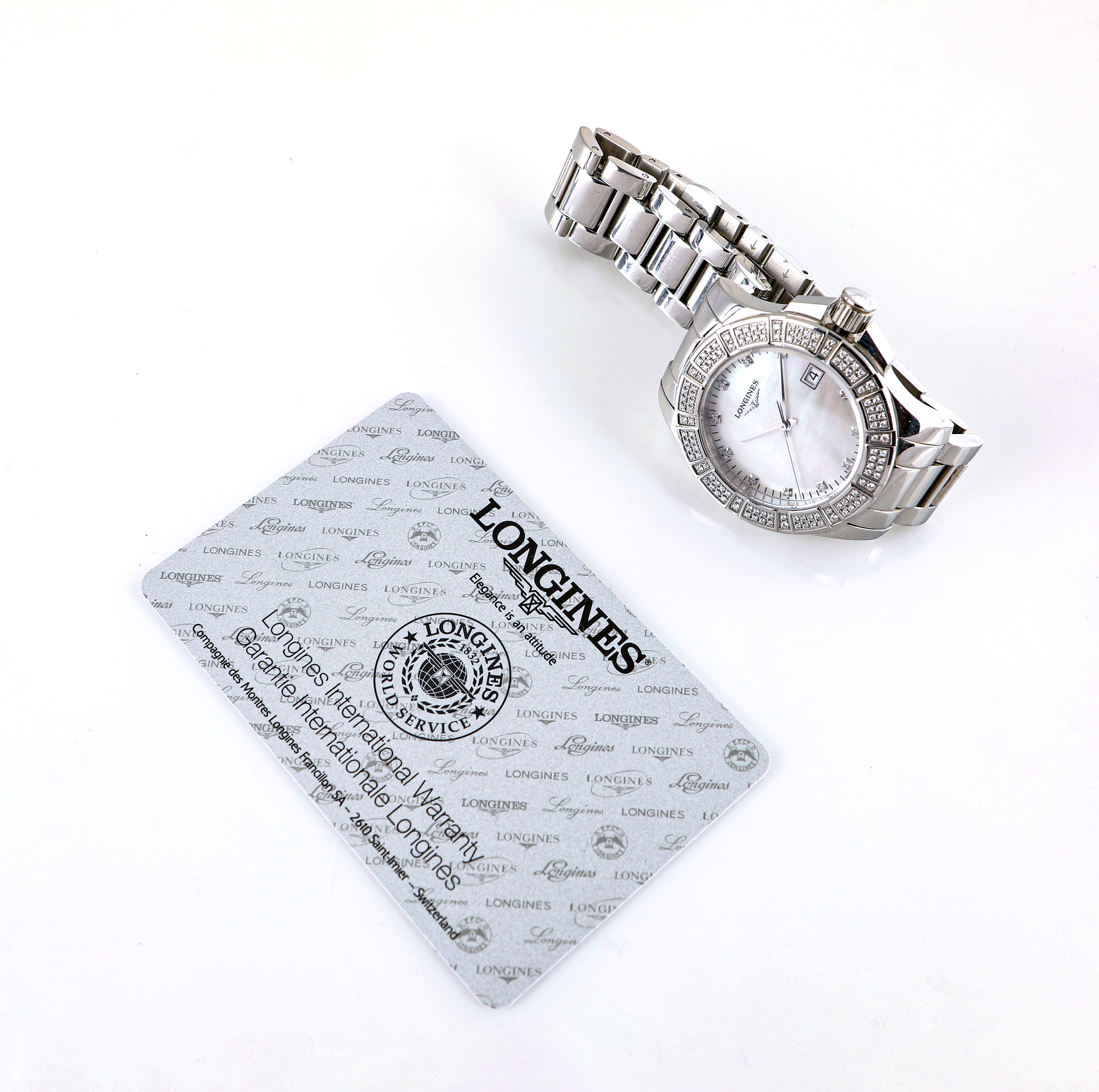 Longines Conquest, Orologio da Polso in Acciaio e Diamanti
