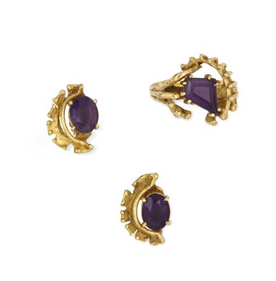 Parure Anello e Orecchini in Oro e Ametiste