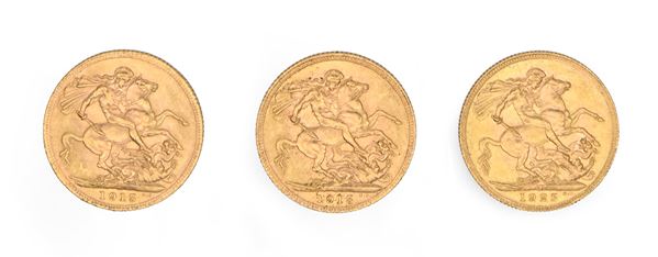 Lotto di tre Sterline 1915 (2) e 1925 Pretoria Giorgio V Gran Bretagna