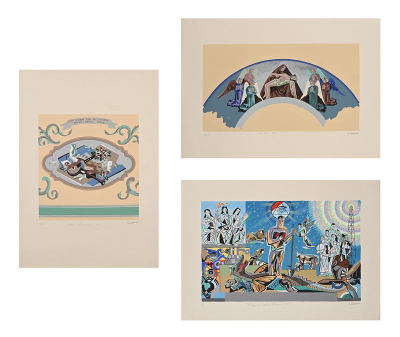 Gino Severini - Una Ricerca di Radici - 3 Serigrafie D'aprés