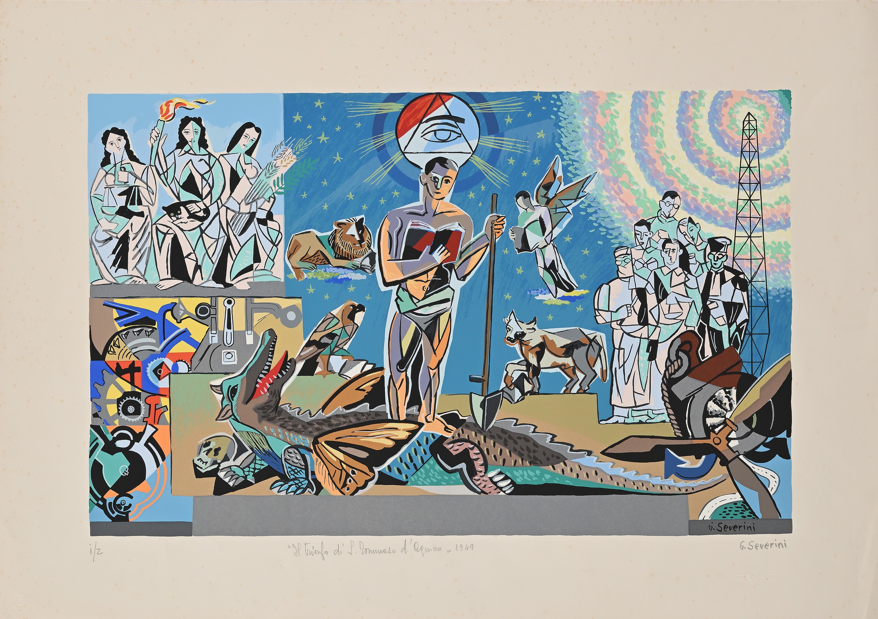 Gino Severini - Una Ricerca di Radici - 3 Serigrafie D'aprés