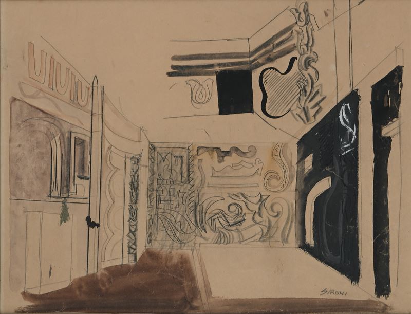 Mario Sironi - Interno con Decorazioni