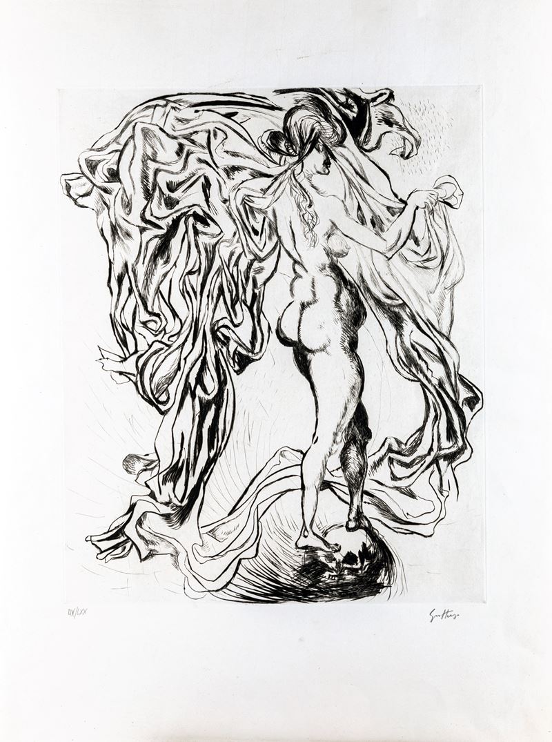 Renato Guttuso - Nudo Femminile con Drappeggio