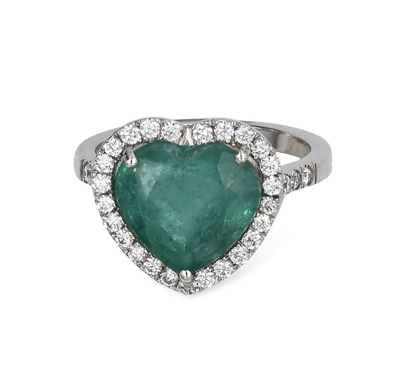 Anello in Oro, Smeraldo e Brillanti