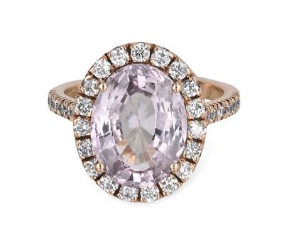 Anello in Oro, Zaffiro Rosa e Brillanti