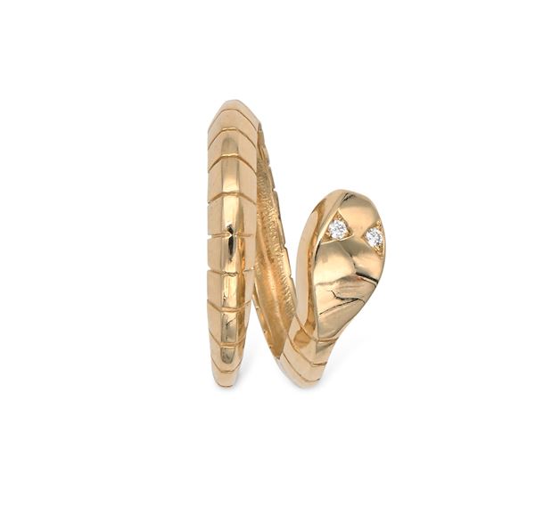 Anello a serpente in oro e brillanti