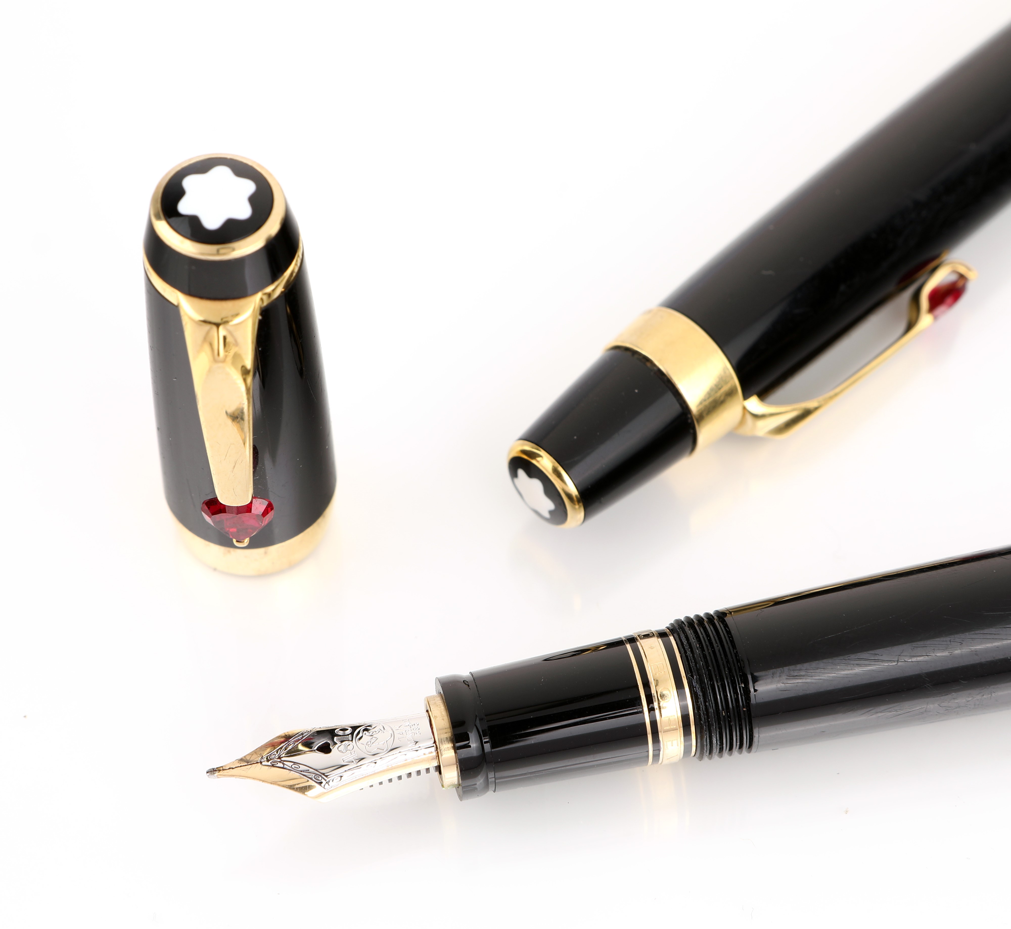 Montblanc Boheme - Penna Stilografica Retrattile e Penna a Sfera in Vernice Nera con Particolari ...
