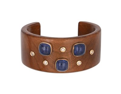 Bracciale in Oro, Legno, Tanzaniti e Brillanti