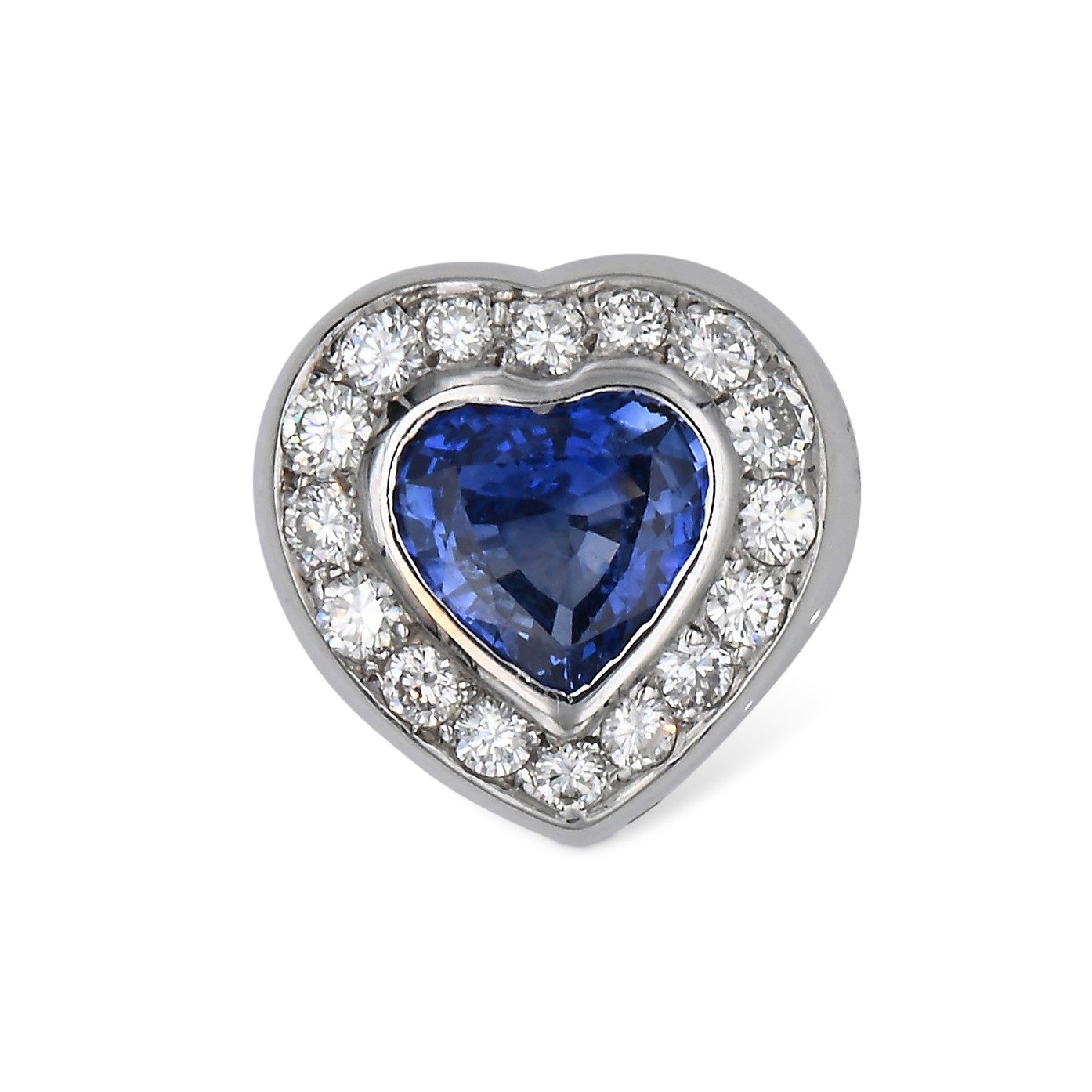 Anello in Oro, Zaffiro a Cuore e Brillanti