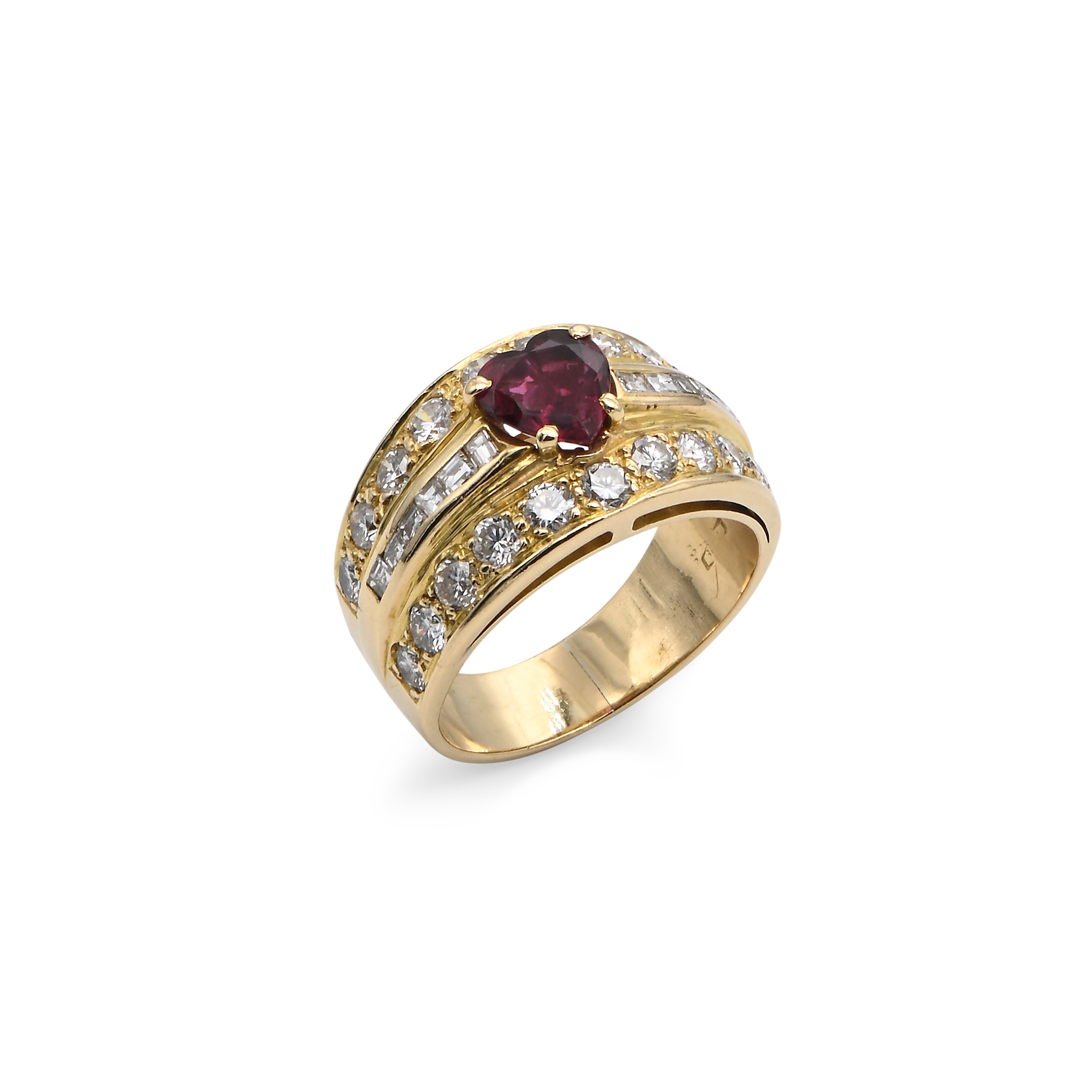 Anello a Fascia in Oro, Rubino e Brillanti