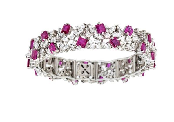 Bracciale in oro bianco con rubini