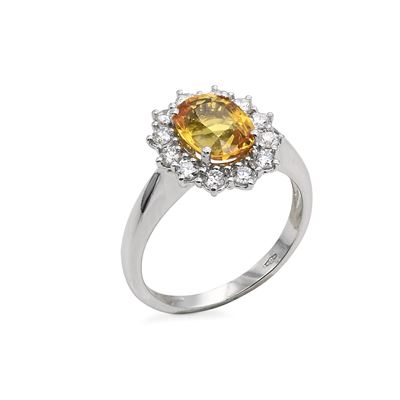 Anello in Oro, Zaffiro Giallo e Brillanti