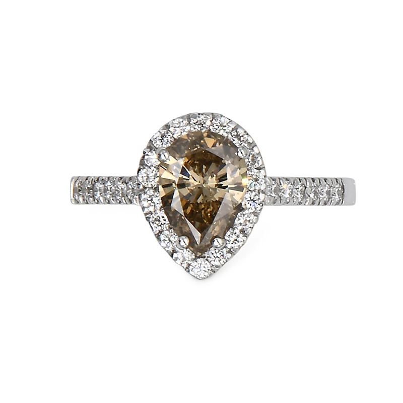 Anello in Oro, Diamante Fancy Color e Brillanti