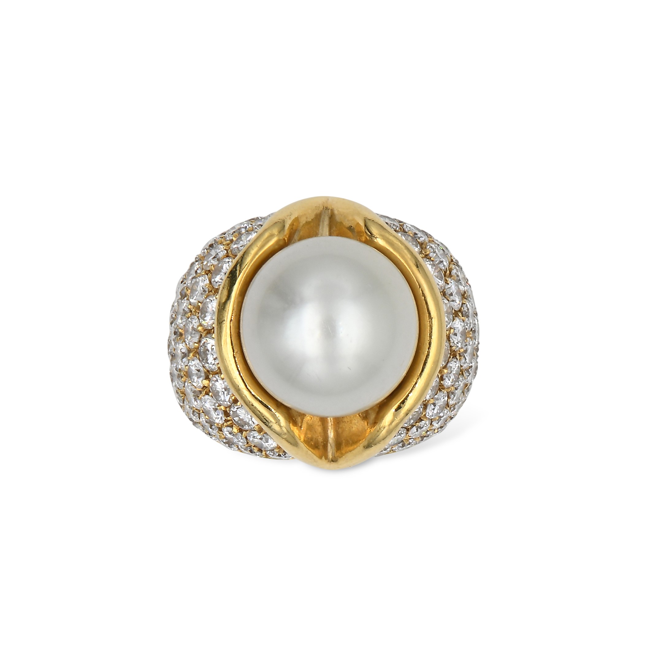 Anello in Oro, Perla South Sea e Brillanti