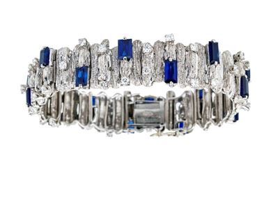 Bracciale in Oro Bianco con Zaffiri e Brillanti