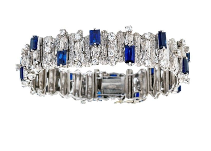 Bracciale in Oro Bianco con Zaffiri e Brillanti