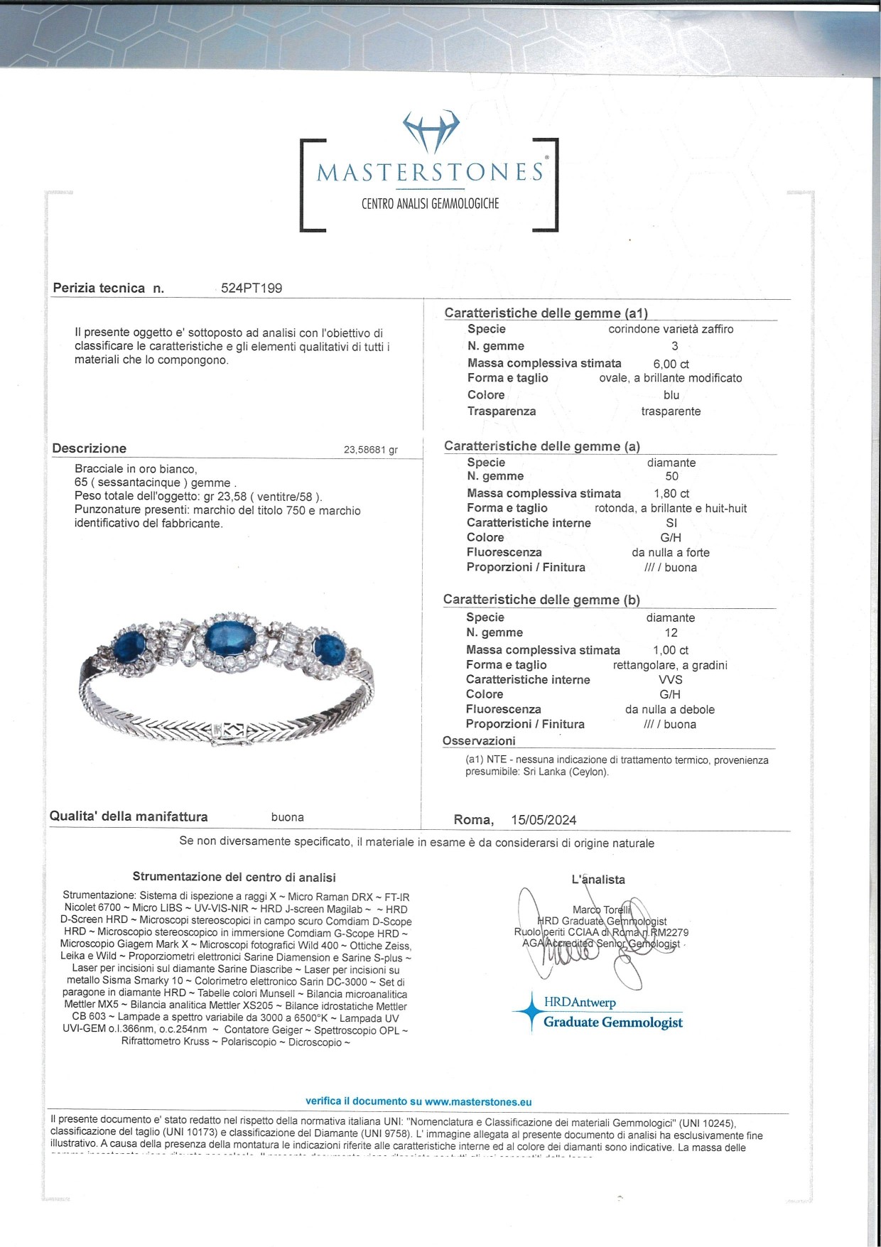 Bracciale in Oro, Zaffiri e Brillanti