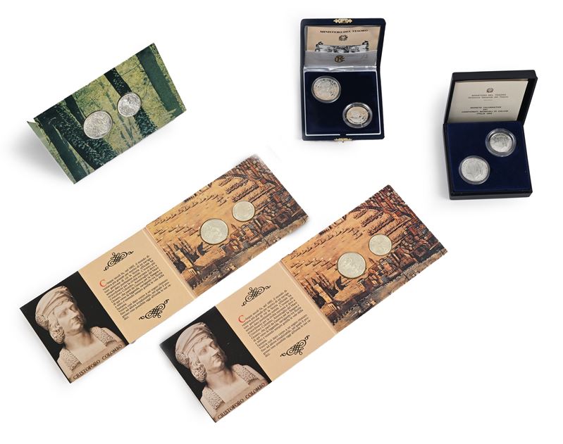 Lotto 5 Dittici 500 e 200 Lire 1989 (2), 1990 e 1991 Fdc e 1992 Proof Repubblica Italiana