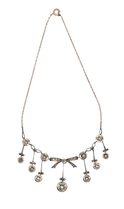 Collana Antica in Oro, Argento e Diamanti