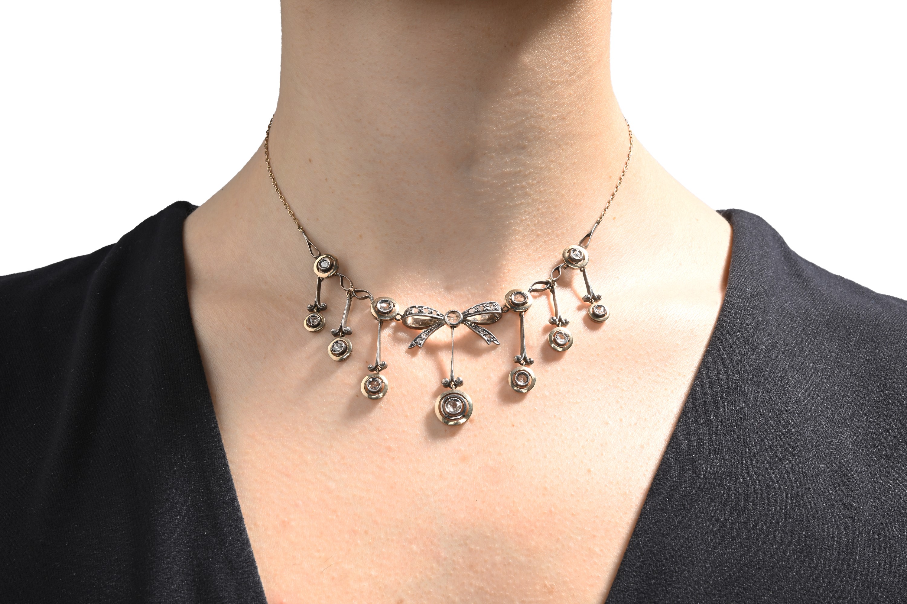 Collana Antica in Oro, Argento e Diamanti