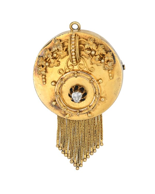 Spilla borbonica in oro con diamante  - Asta Gioielli e Coralli - Casa d'Aste Arcadia