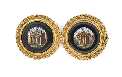 Spilla Antica in Oro e Micromosaico Romano