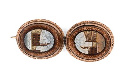 Spilla Antica in Oro, Micromosaico e Avventurina