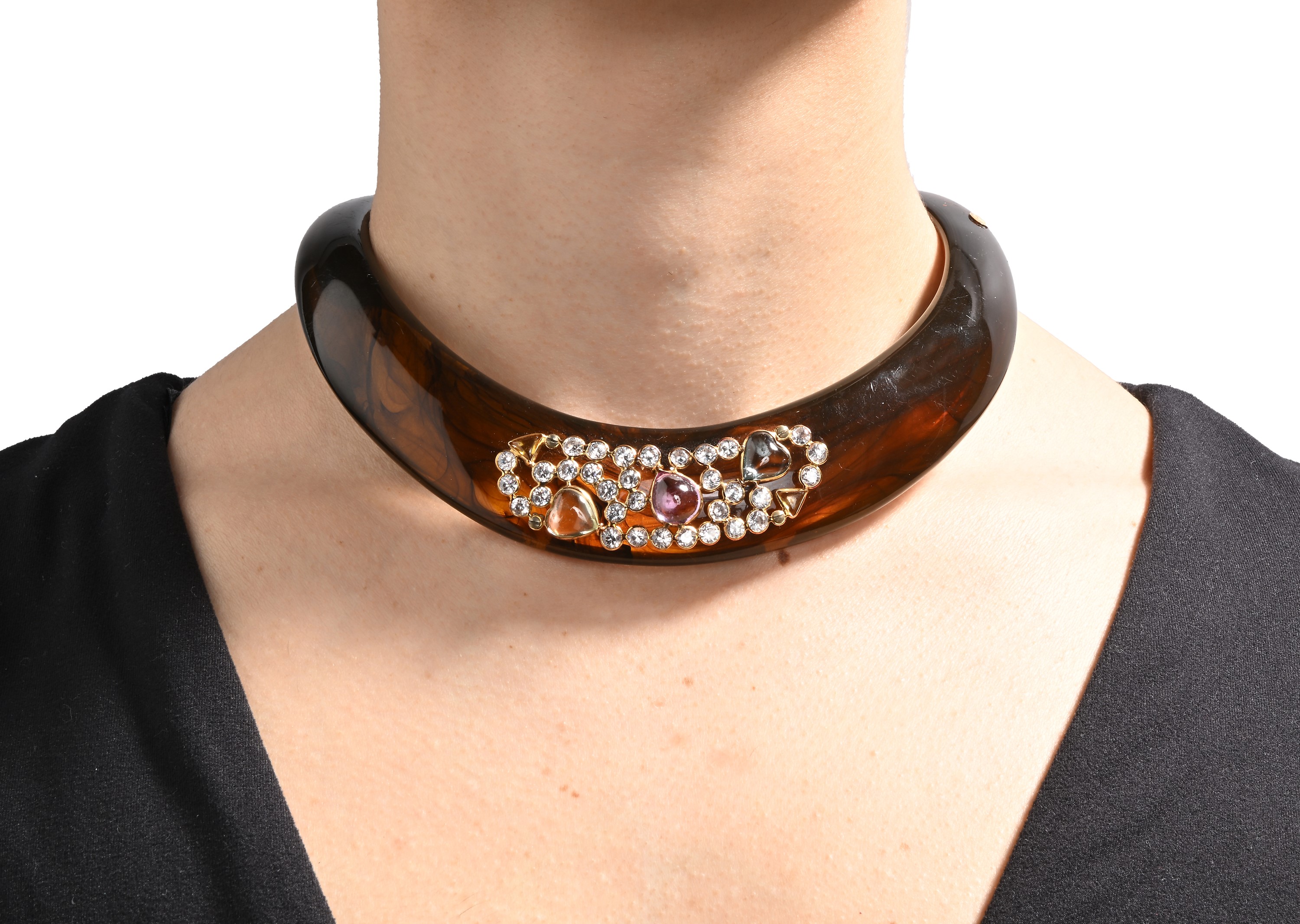 Trea, Collier in Bachelite, Oro, Quarzi