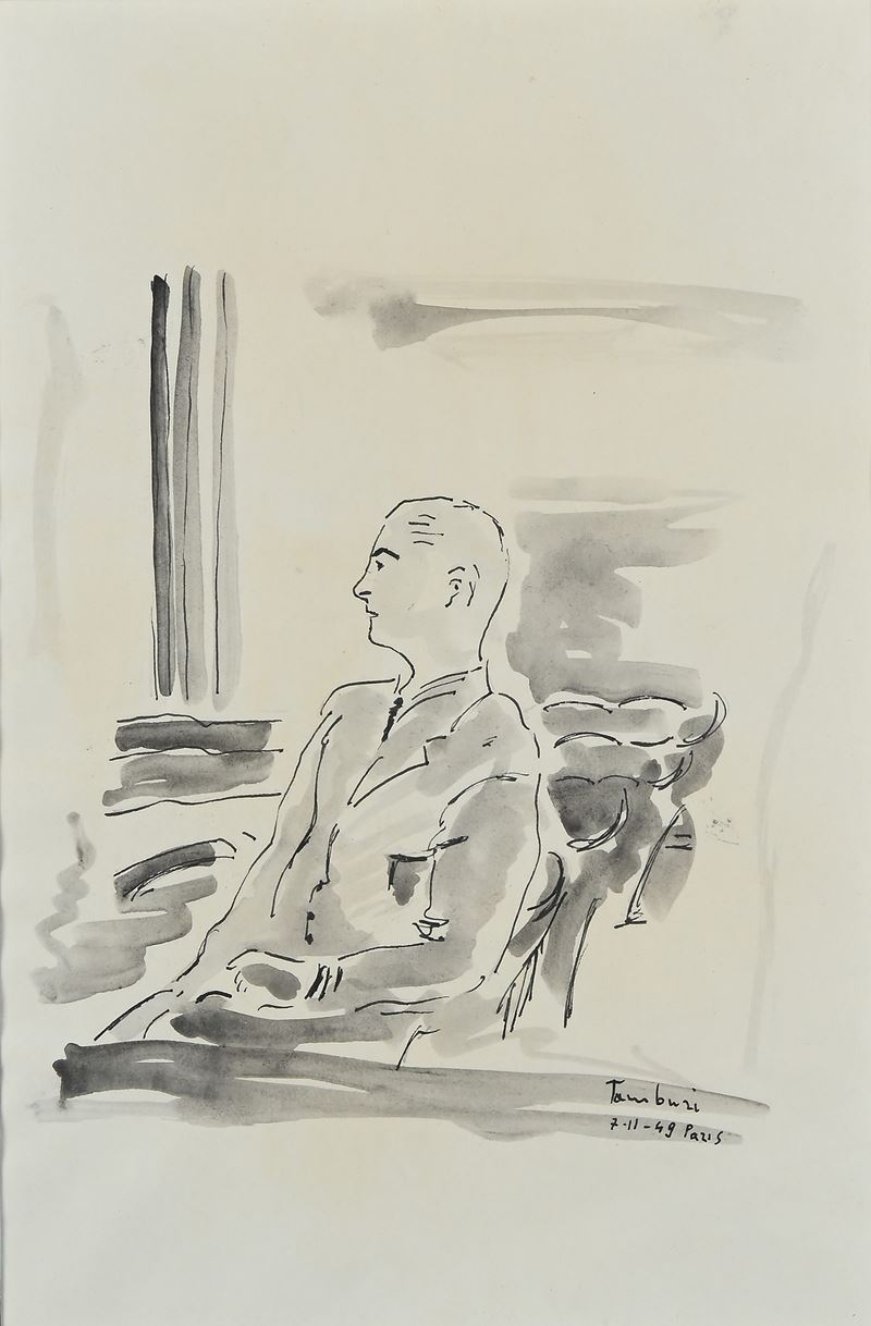 Orfeo Tamburi - Ritratto di Malaparte a Parigi