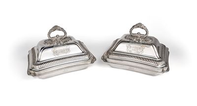 Coppia di Legumiere in Argento con Coperchio, Londra 1831, Argentiere Paul Storr (1771 - 1844)