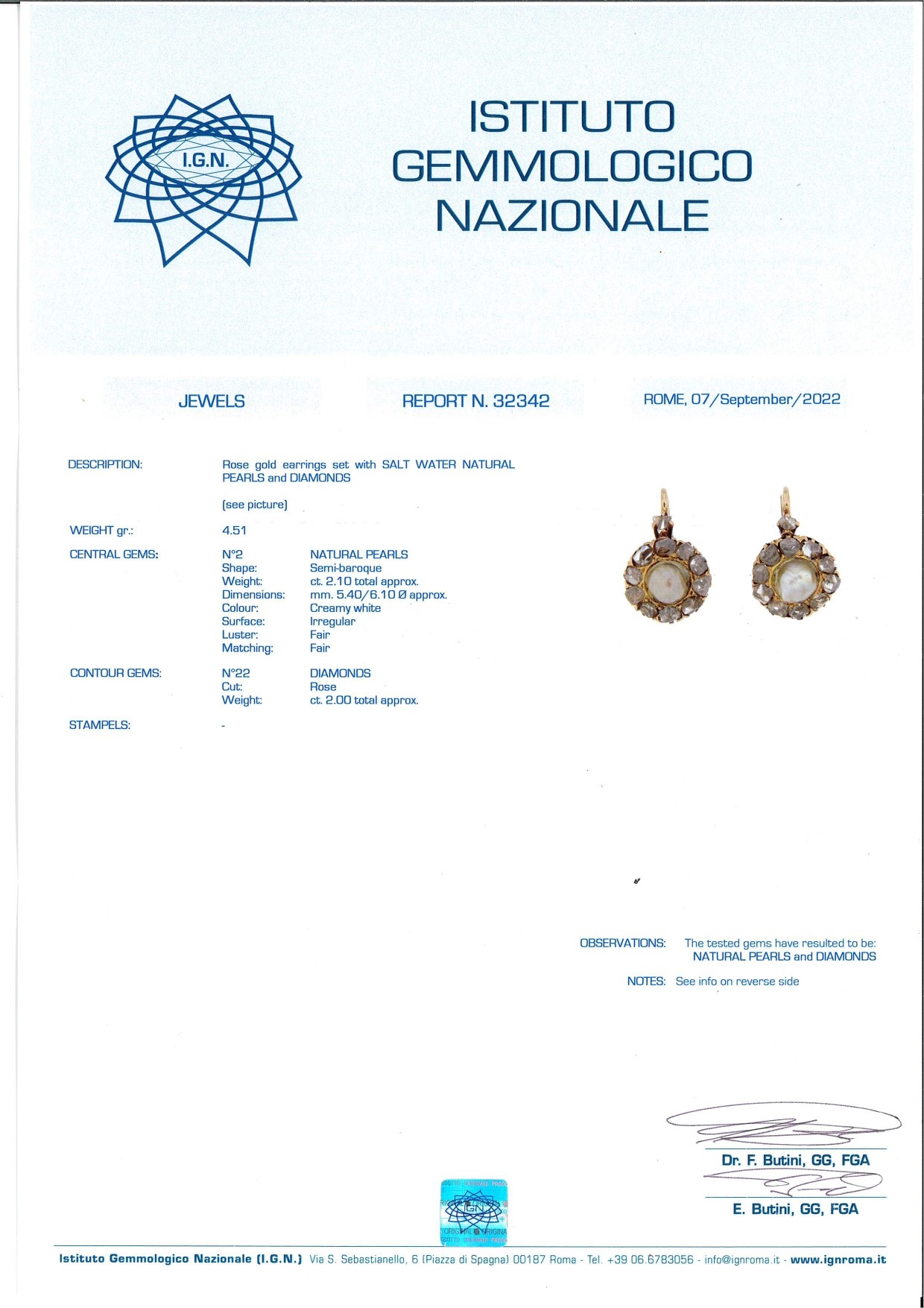 Coppia di Orecchini Antichi in Oro, Diamanti e Perle Naturali