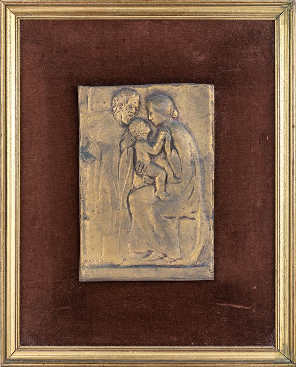TOMMASO GISMONDI - Bassorilievo in bronzo con la Sacra Famiglia